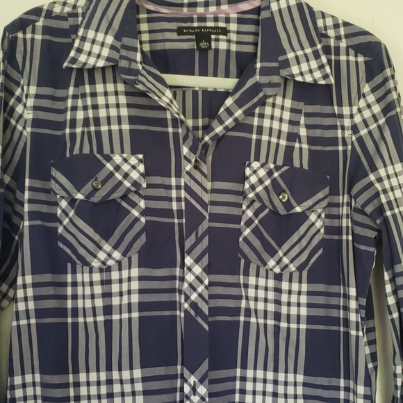 Banana Republic plaid button down.  Large. NWOT. - Picture 4 of 6